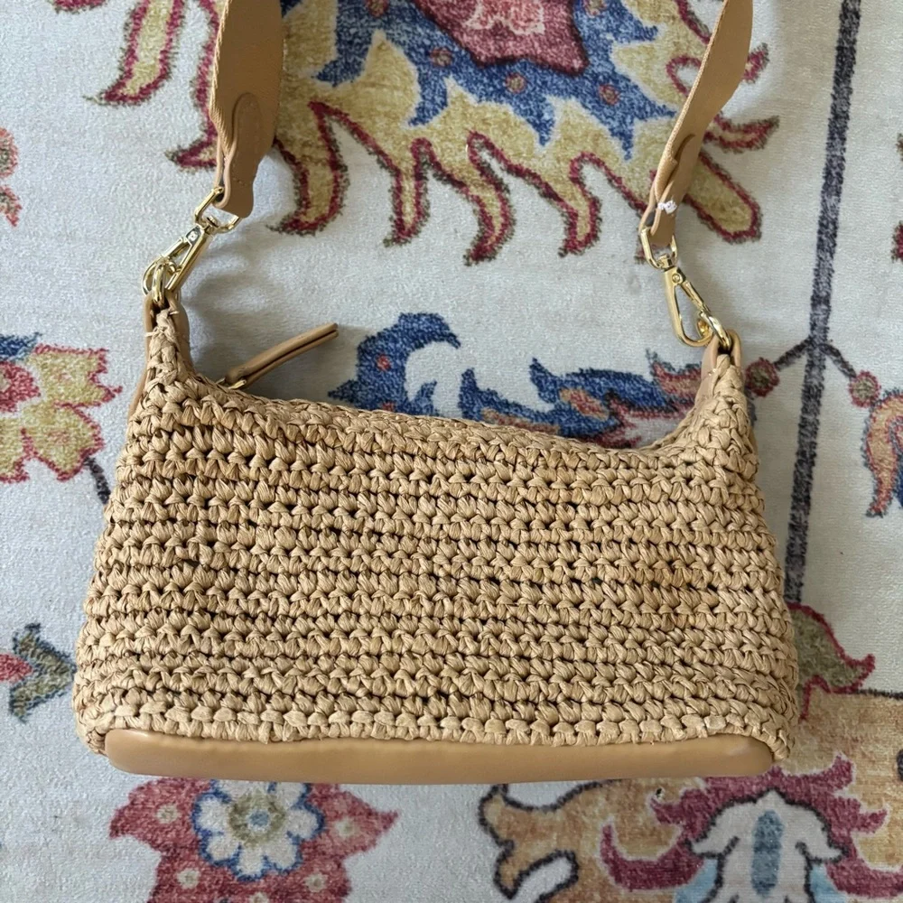 MANGO Woven Raffia Mini Crossbody Shoulder Bag Summer Trendy - Picture 3 of 11